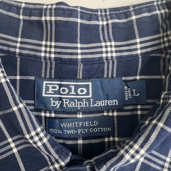 Polo Ralph Lauren Whitfield Blue Plaid Flap Pocket Long Sleeve Button Up Shirt L - Picture 4 of 4